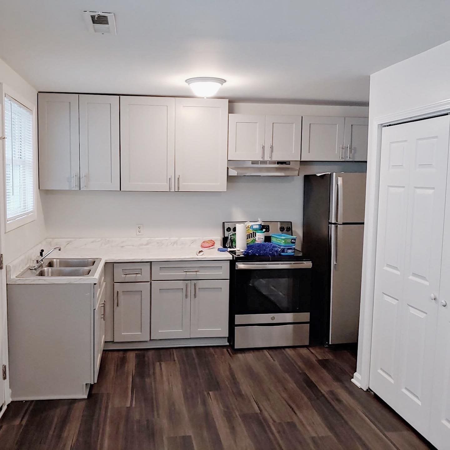 Kitchen renovation completed after storm damage reconstruction after mold remediation